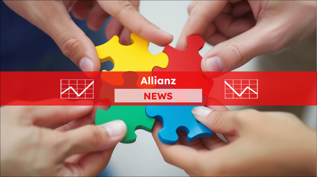 Verschiedene Hände kommen zusammen, um bunte Puzzleteile zu einem Ganzen zu verbinden, mit einem Allianz NEWS Banner