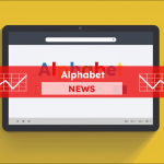 ein Webbrowser-Fenster, das das Wort Alphabet im Google-Farbschema anzeigt, mit einer Suchleiste,  mit einem Alphabet NEWS Banner