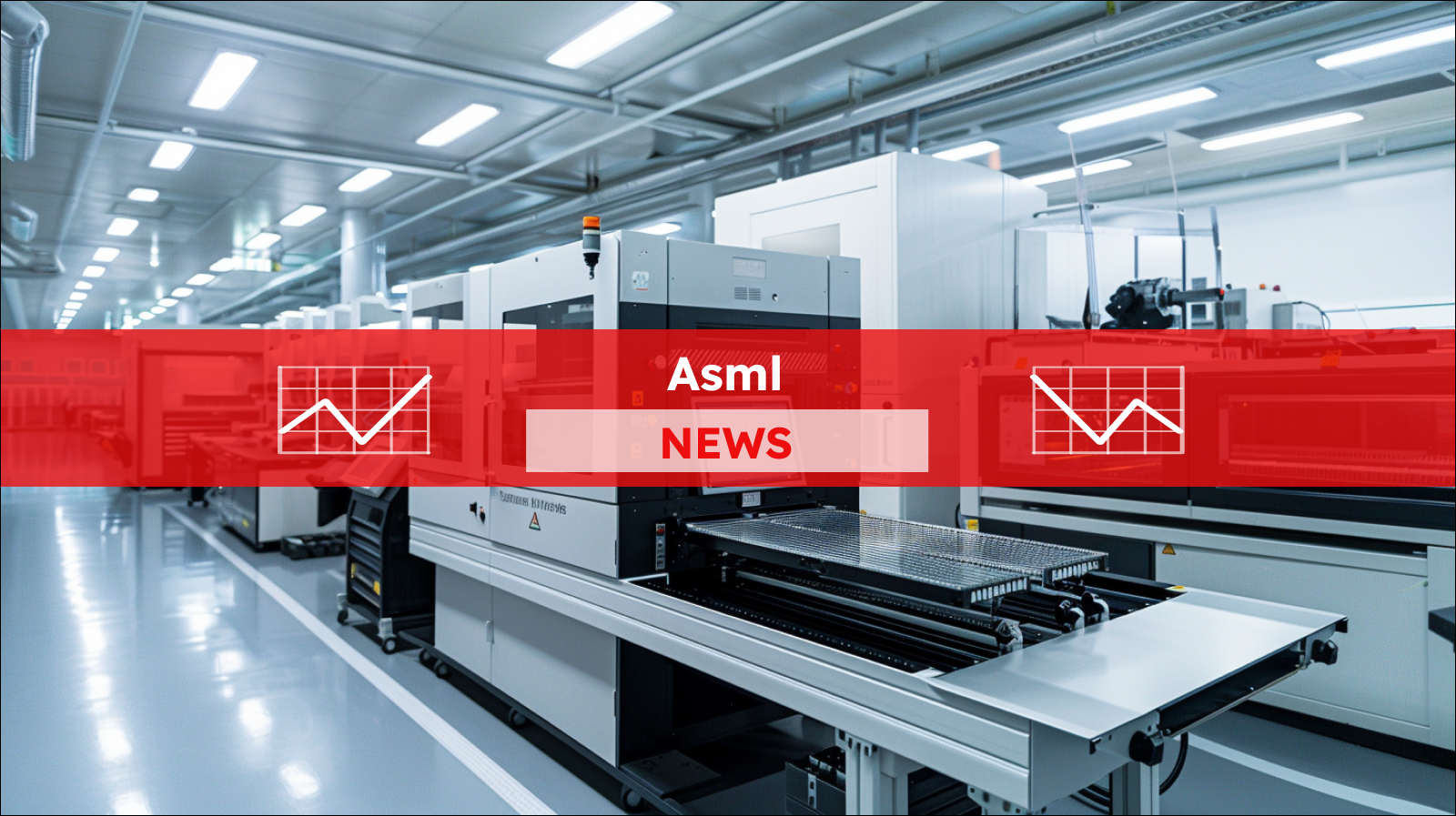 Eine fortschrittliche Lithographiesysteme in einer , hellen Halbleiterproduktionsanlage, mit einem Asml NEWS Banner