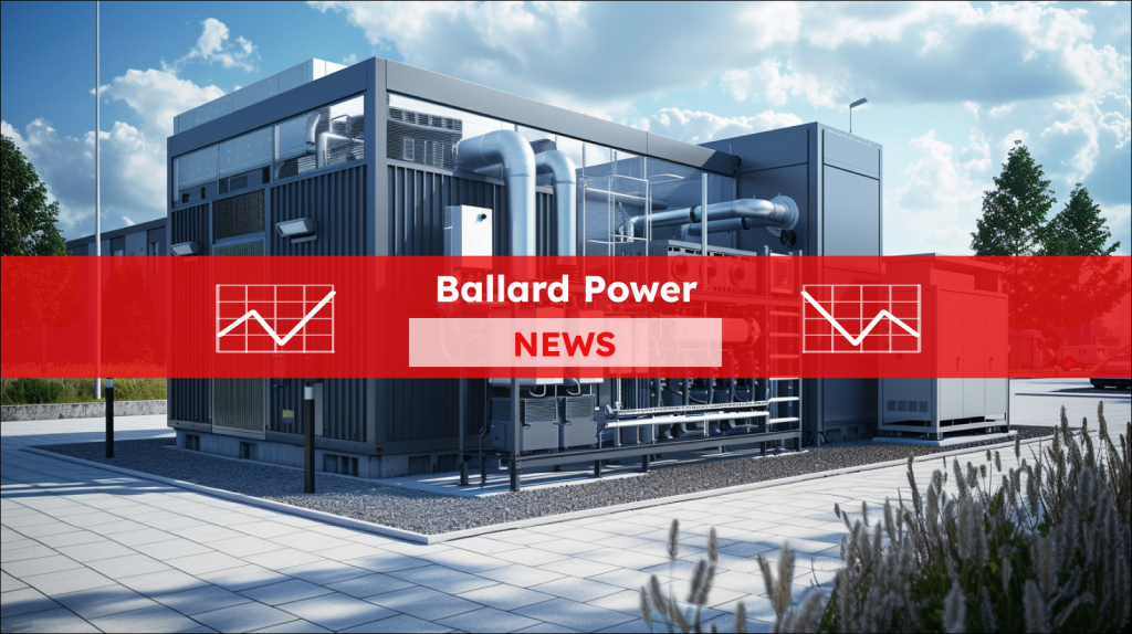 Stationäre Brennstoffzellenanlage für die Erzeugung von Wasserstoffenergie, mit einem Ballard Power NEWS Banner