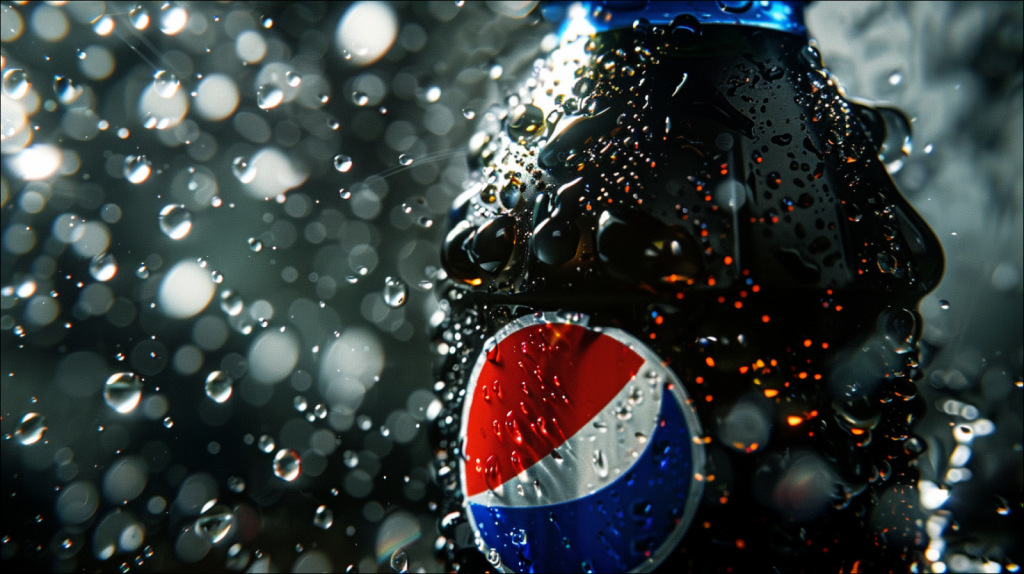 Pepsi-Flasche mit Wassertropfen