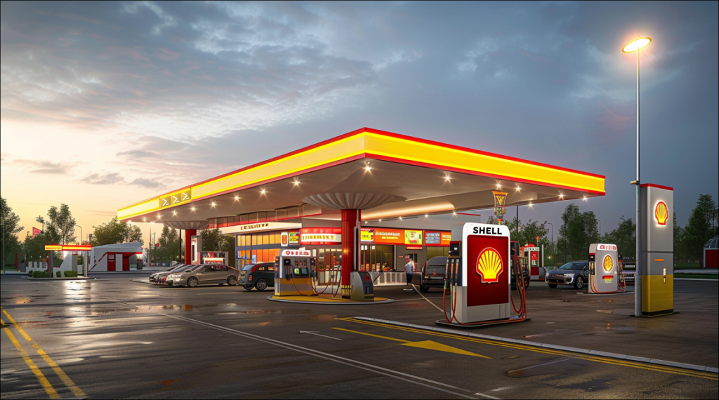 Elektrotankstelle mit Shell-Logo