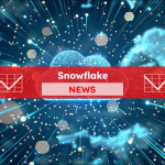 Eine Wolke als Symbol für Cloud-Computing, umgeben von leuchtenden Datenströmen und Lichtpunkten im Cyberspace,  mit einem Snowflake NEWS Banner