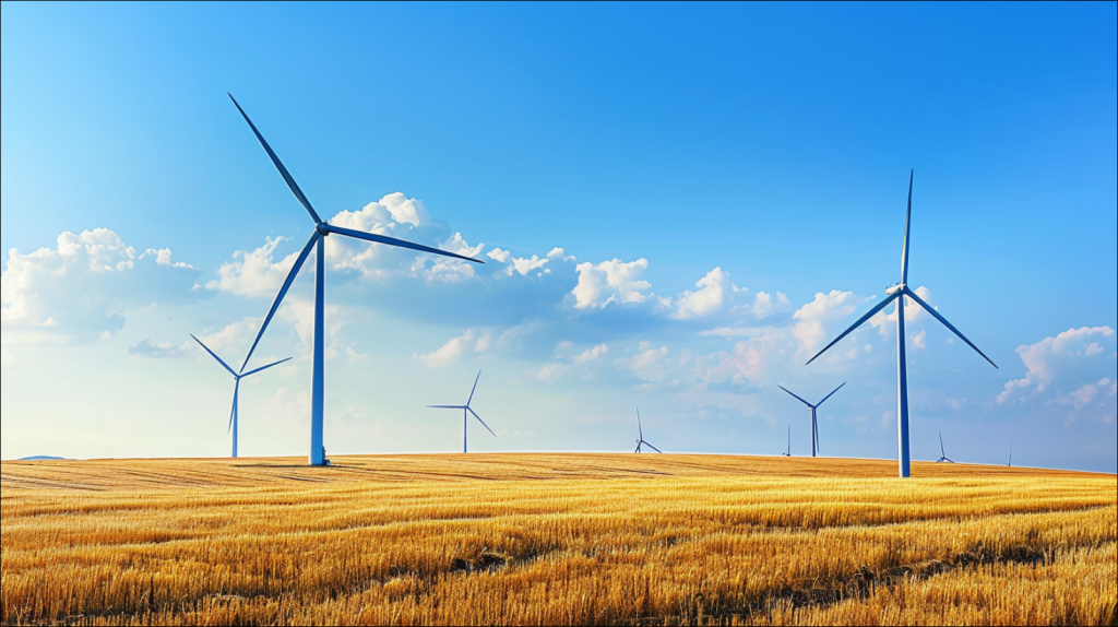 Onshore-Windkraftanlagen auf dem Feld