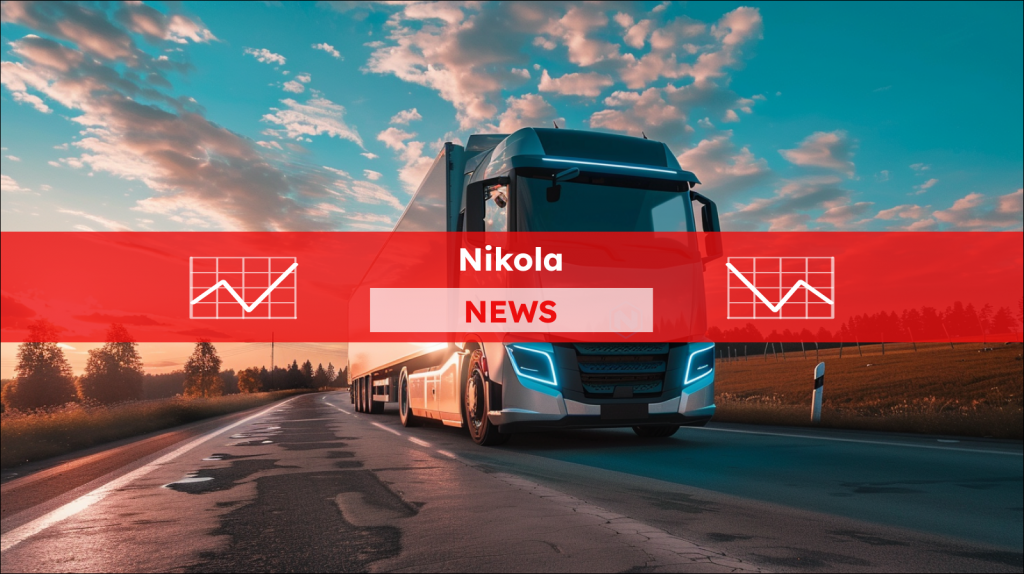 Elektro-Lkw fährt auf der Straße, darüber ein Nicola NEWS Banner