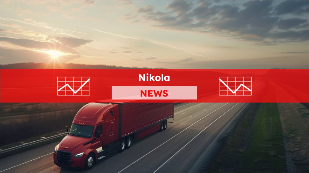 Elektro-Lkw fährt auf der Straße, darüber ein Nicola NEWS Banner