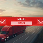 Elektro-Lkw fährt auf der Straße, darüber ein Nicola NEWS Banner