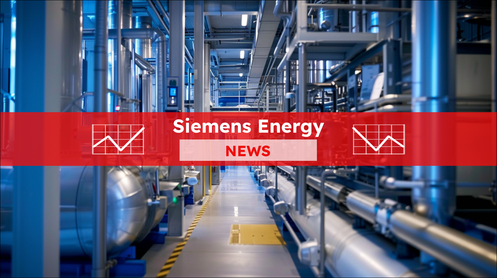 Wasserstoffkraftwerke, mit einem roten Banner Siemens Energy NEWS