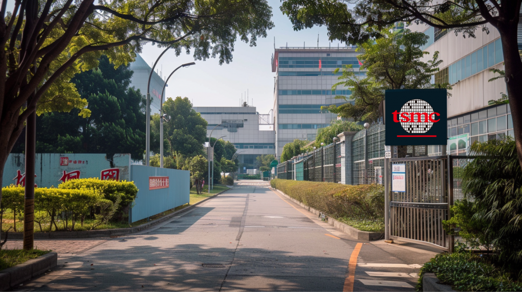 ein Schild der TSMC, das den Standort einer ihrer Produktionsstätten angibt