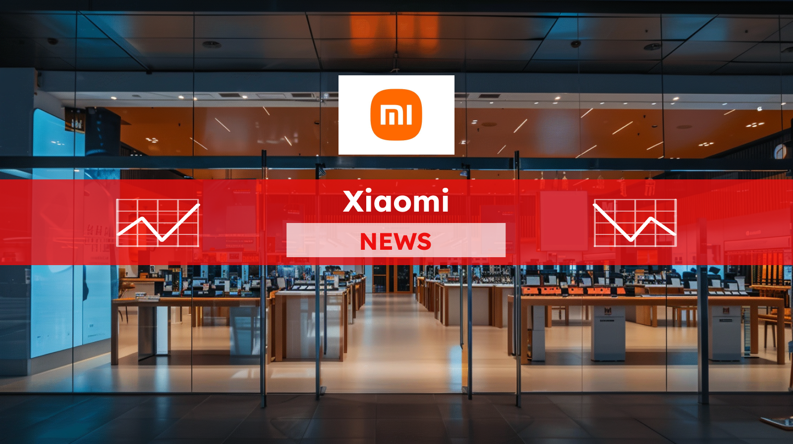 Xiaomi-Geschäft, mit dem Logo des Unternehmens, mit einem Xiaomi NEWS-Banner