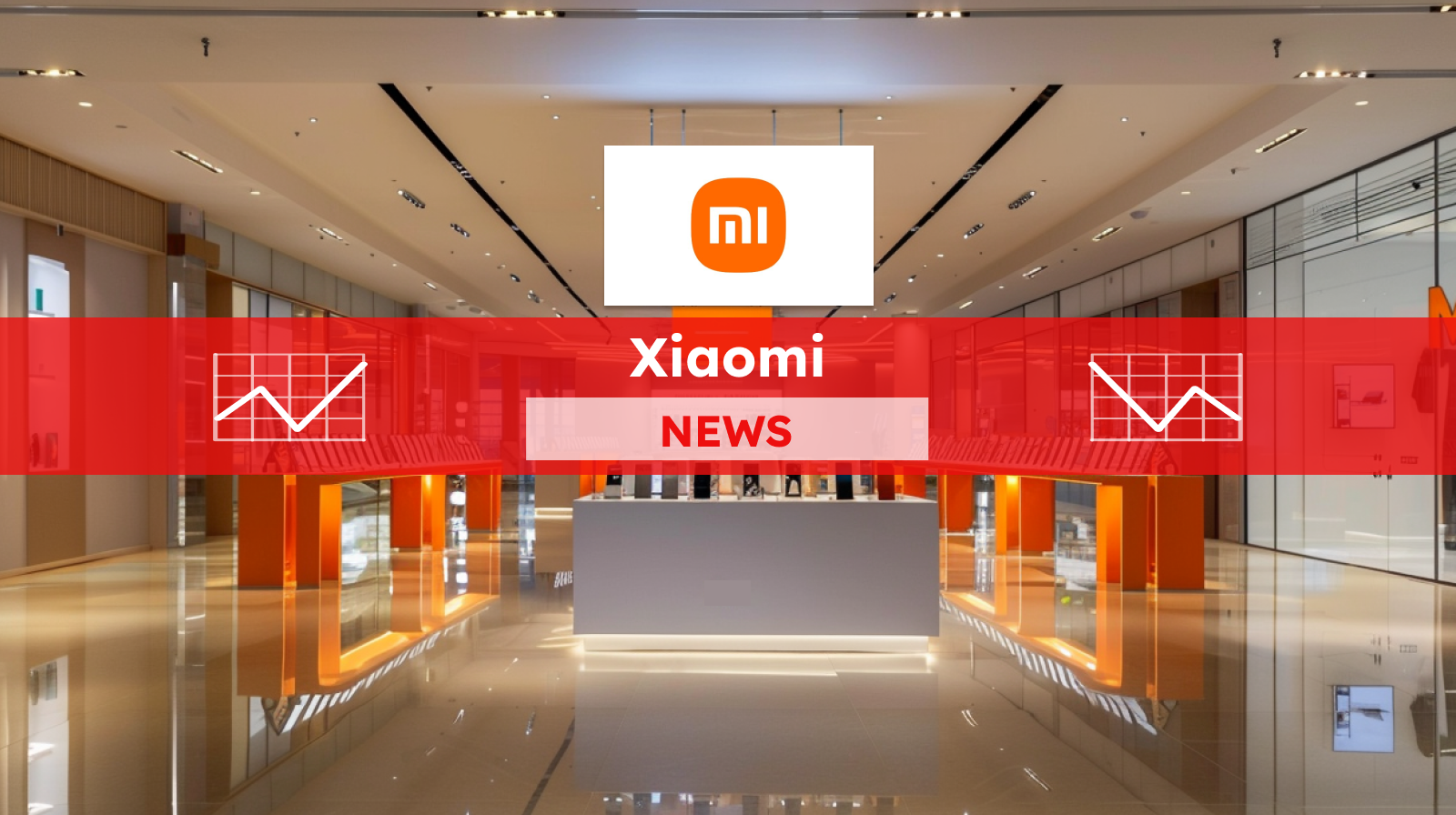 Xiaomi-Geschäft, mit dem Logo des Unternehmens, mit einem Xiaomi NEWS-Banner