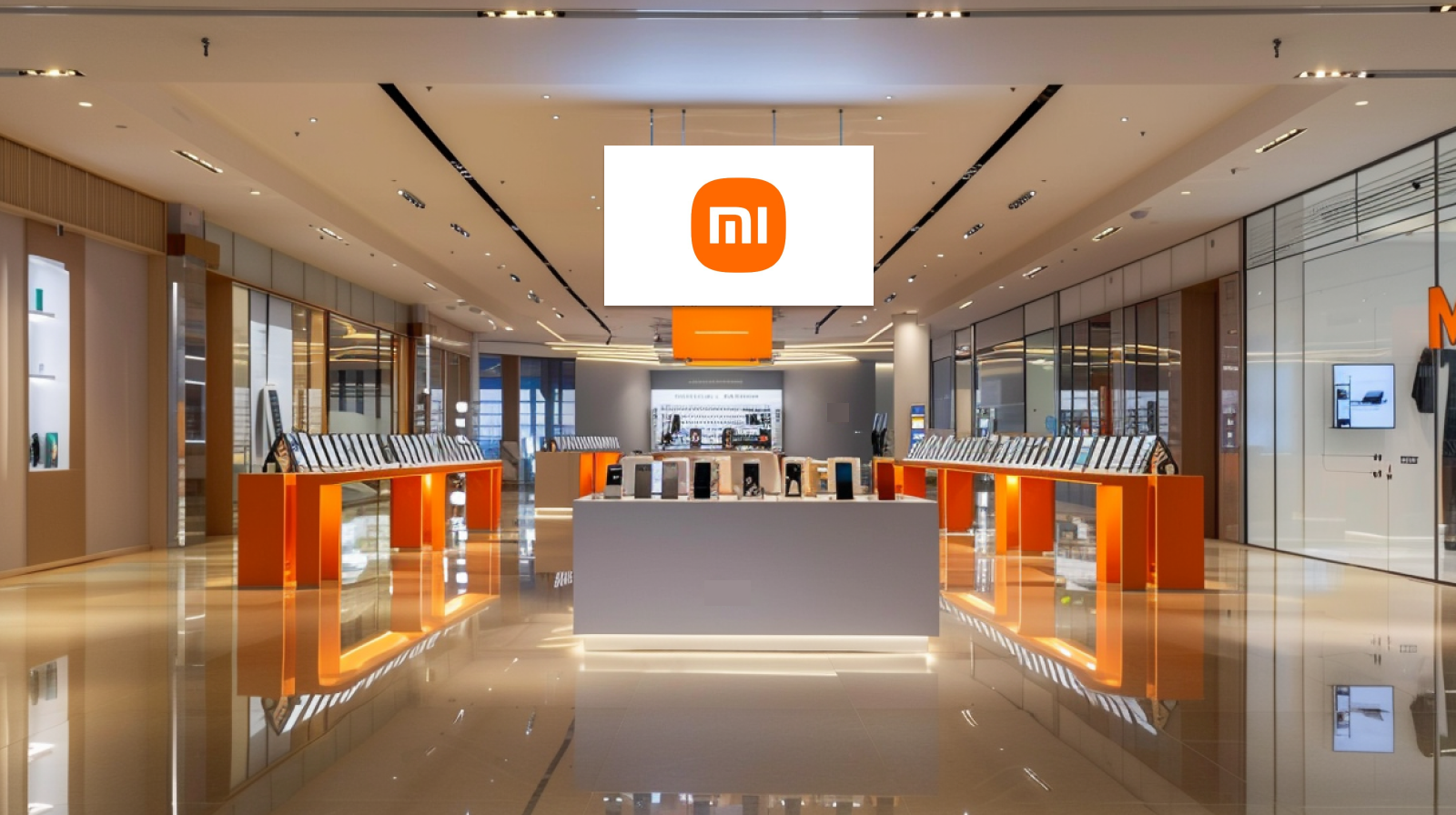 Xiaomi-Geschäft, mit dem Logo des Unternehmens