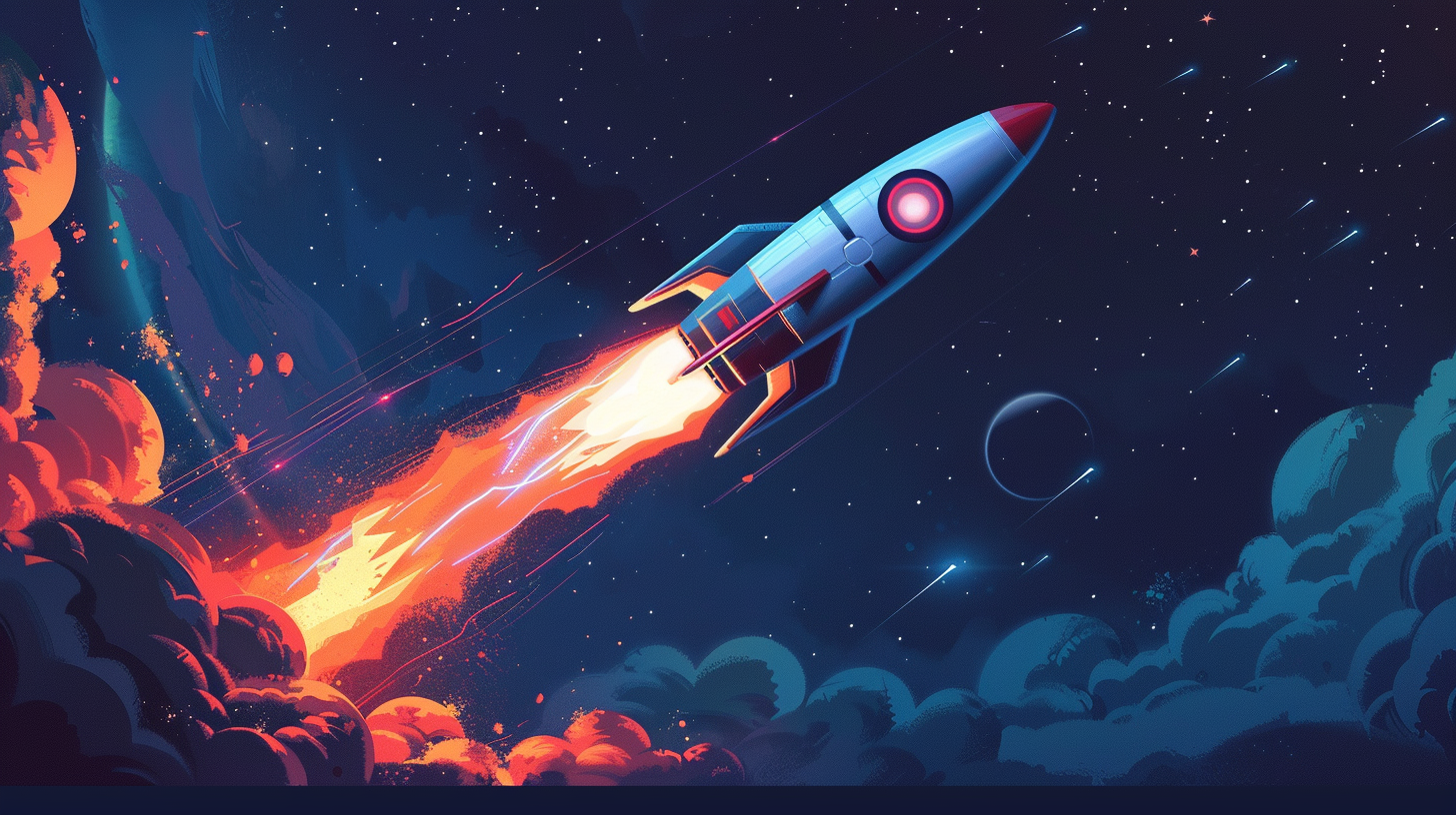 "Eine dynamische Illustration einer Rakete mit dem GameStop-Logo