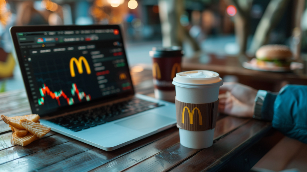 Investor betrachtet McDonald's Aktiengrafik auf einem Laptop