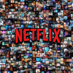 Netflix-Logo mit Show-Vorschaubildern