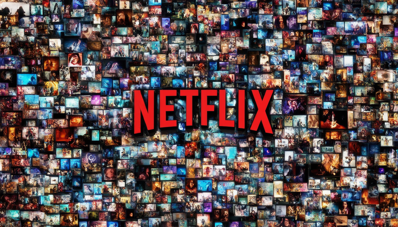 Netflix-Logo mit Show-Vorschaubildern