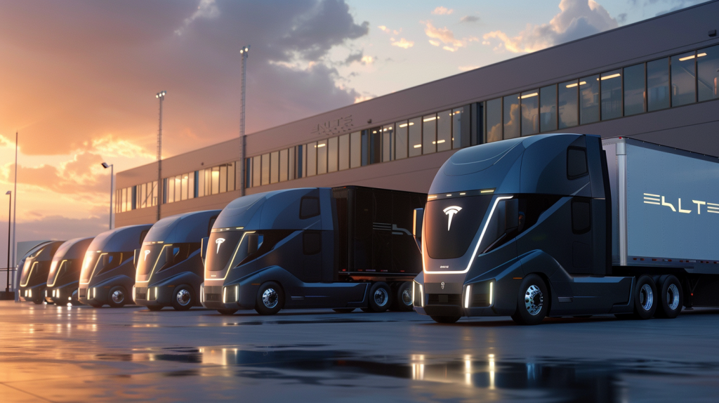 Nikola-Lkw vor einer modernen Fabrik mit Firmenlogo