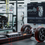 Zweiteiliges Bild mit Nikola-Aktienkurs und Elektromotor-Schema