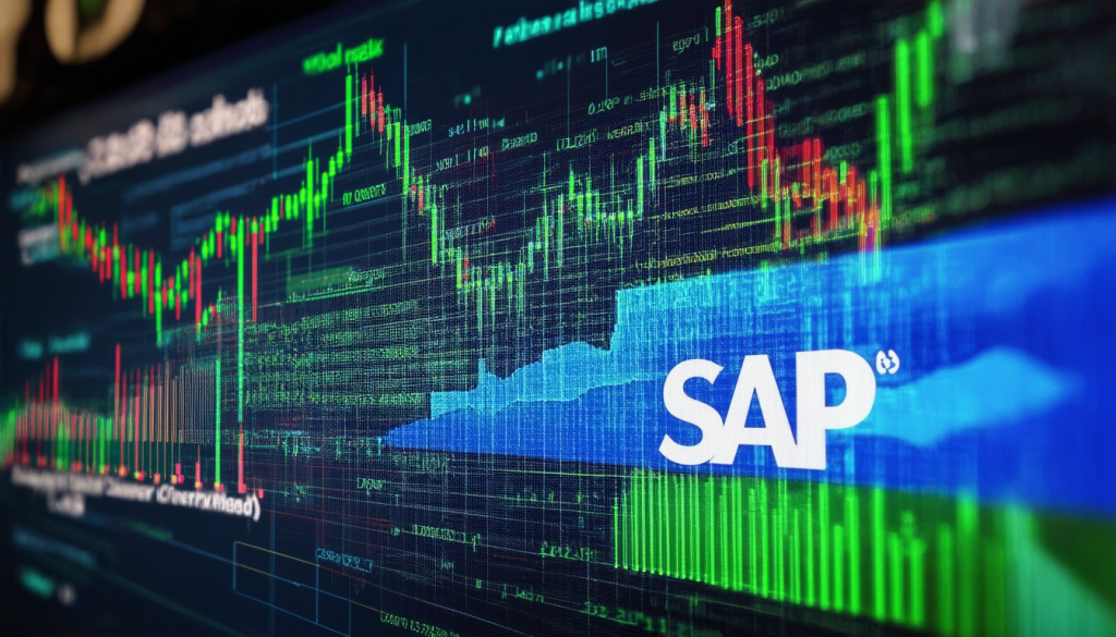 Bunte Börsengraphen mit hervorgehobener SAP-Aktie