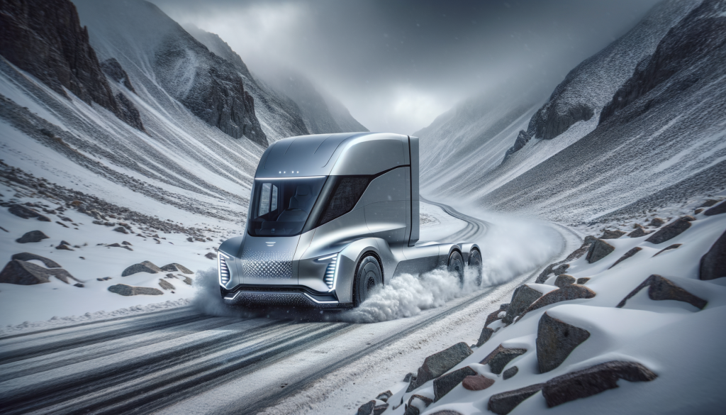 Ein Nikola-Truck im Test auf einer verschneiten Bergstraße