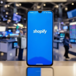 Smartphone mit Shopify-Aktien-App