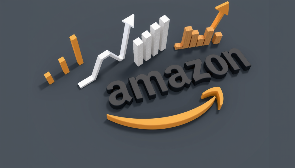 Amazon-Logo und Finanzindikatoren