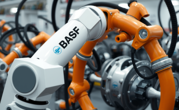 BASF-Roboterarm montiert komplexe Maschinen