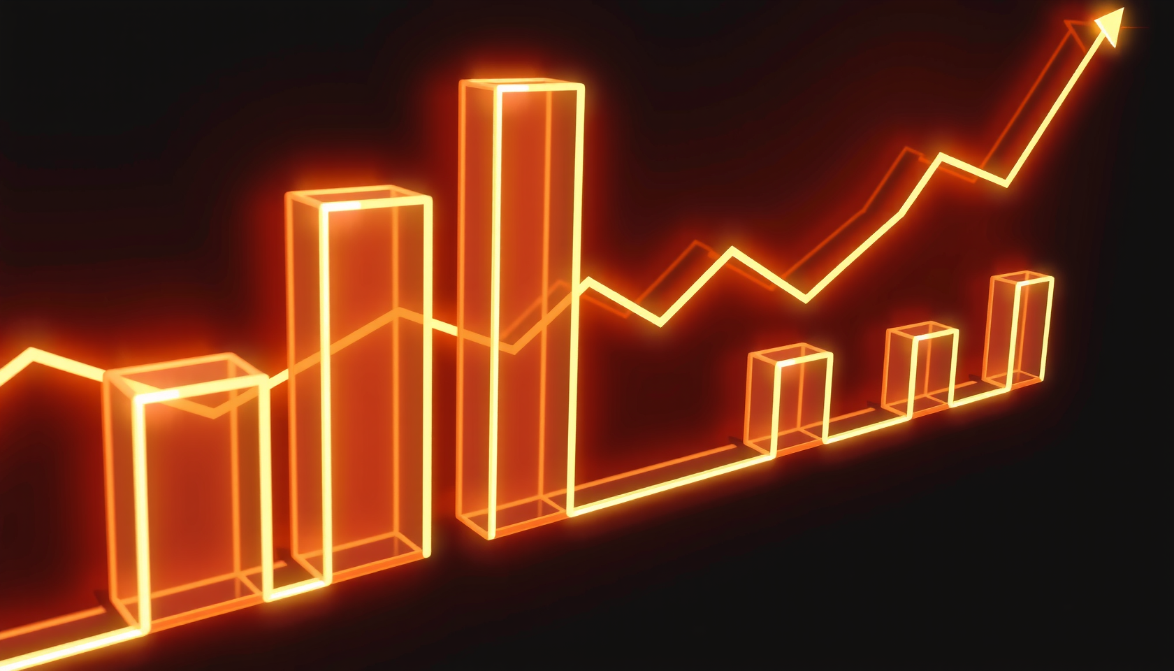 Leuchtendes Balkendiagramm vor dunklem Hintergrund