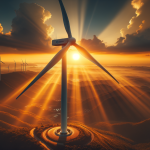 Eine NextEra Energy Windturbine gegen den goldenen Sonnenuntergang