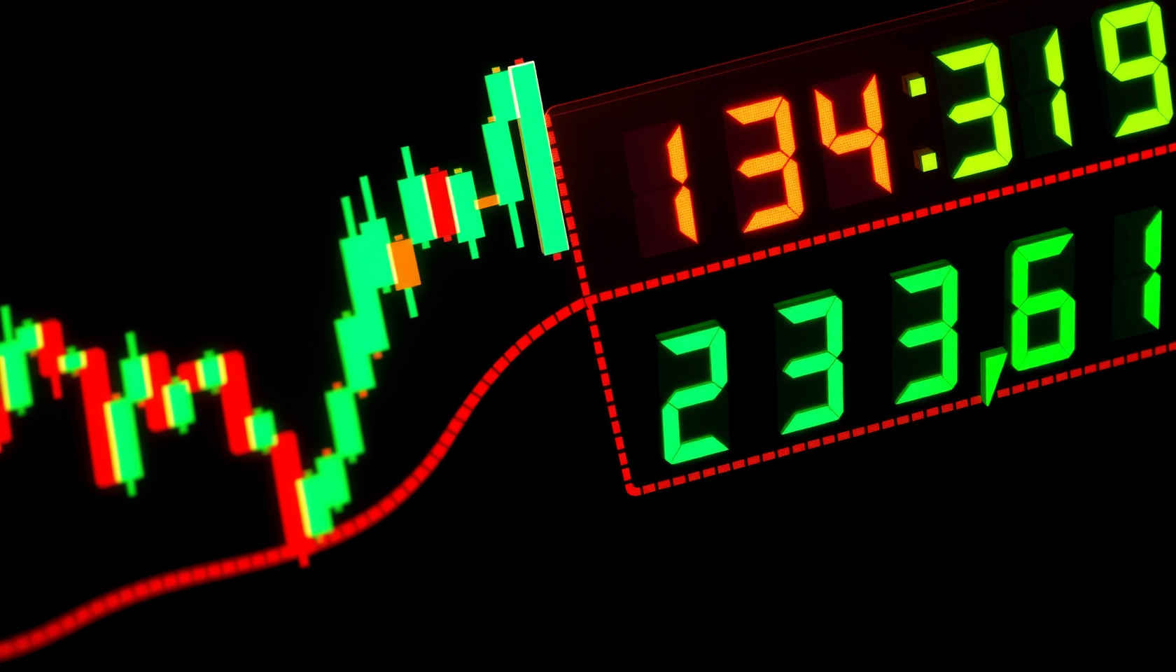 Börsenticker mit grünen und roten Zahlen