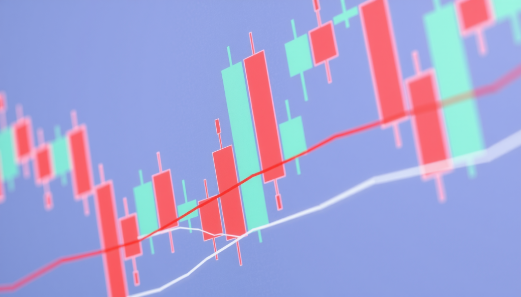 Börsenchart mit grün-roten Kerzenmustern