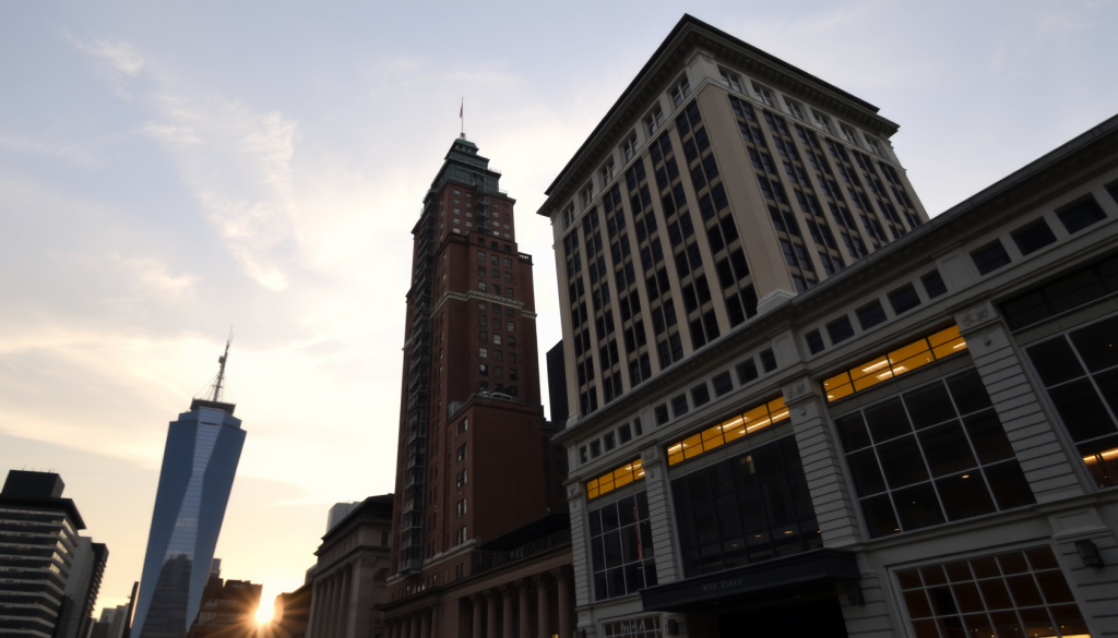 Finanzviertel bei Sonnenuntergang