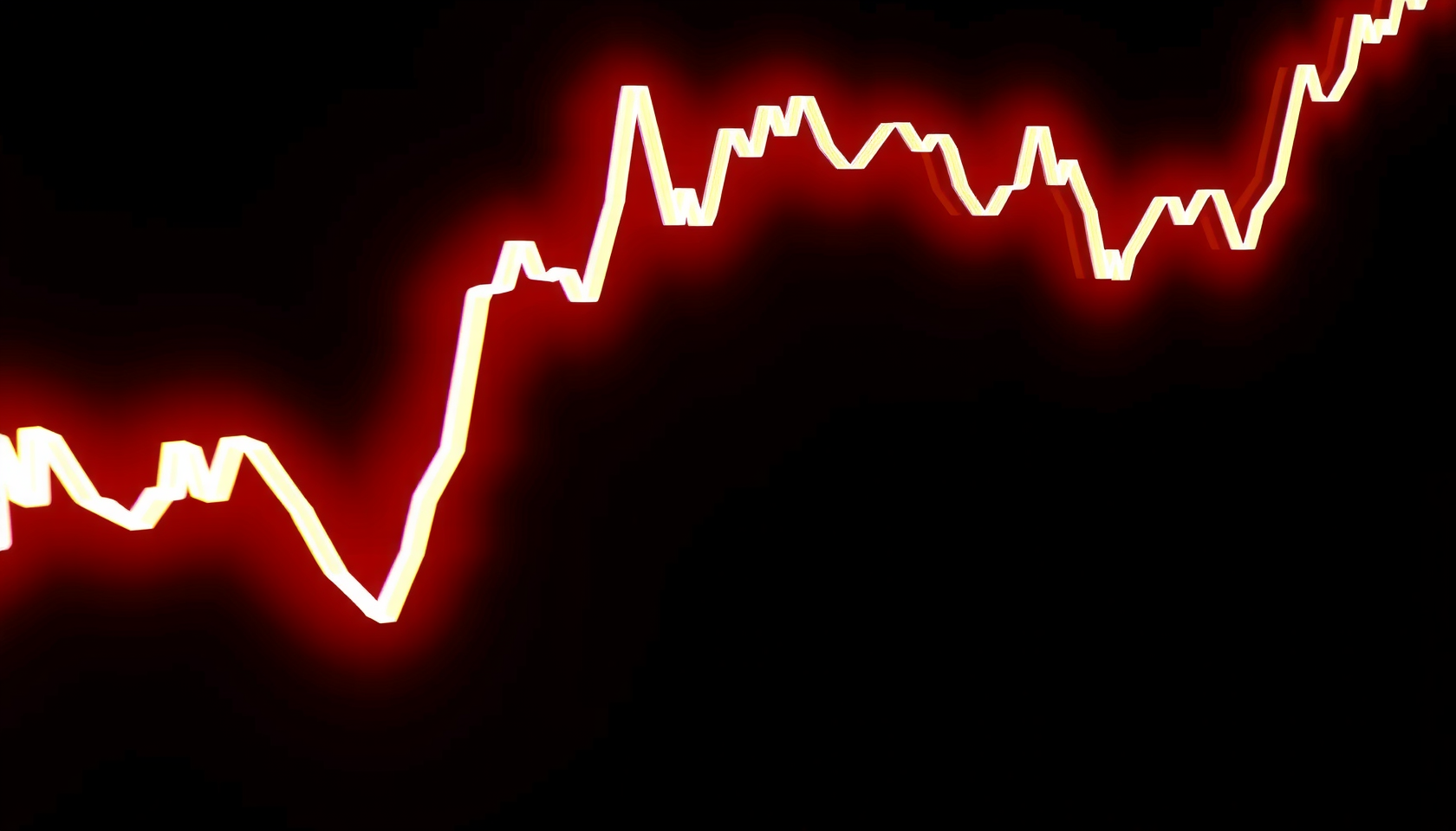 3D-Grafik der Aktienmarkttrends mit leuchtenden Linien