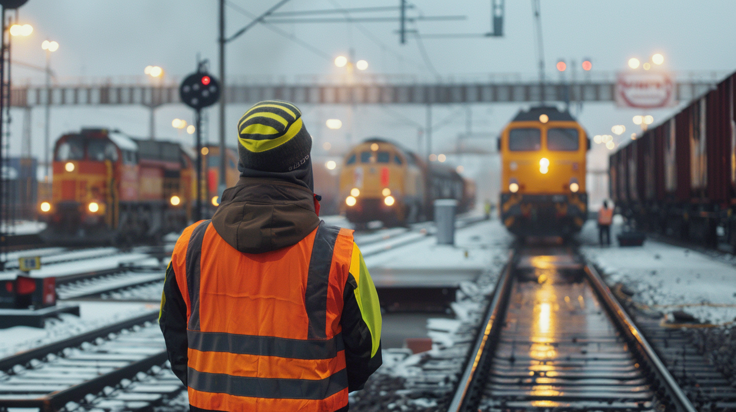 Vossloh-Ingenieur untersucht Schienenkomponenten