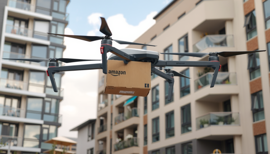 Amazon-Drohne liefert Paket