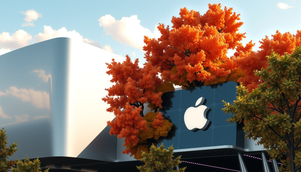 Moderner Apple-Campus im Herbst