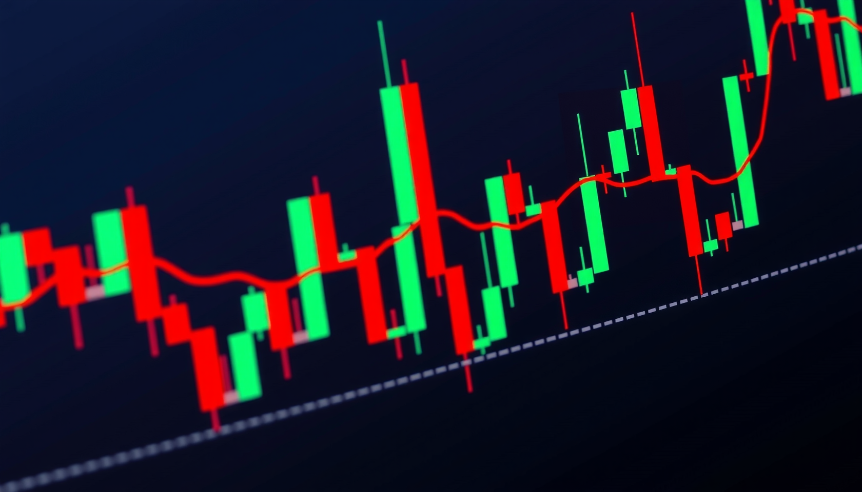 Grün-rote Candlestick-Diagramme.