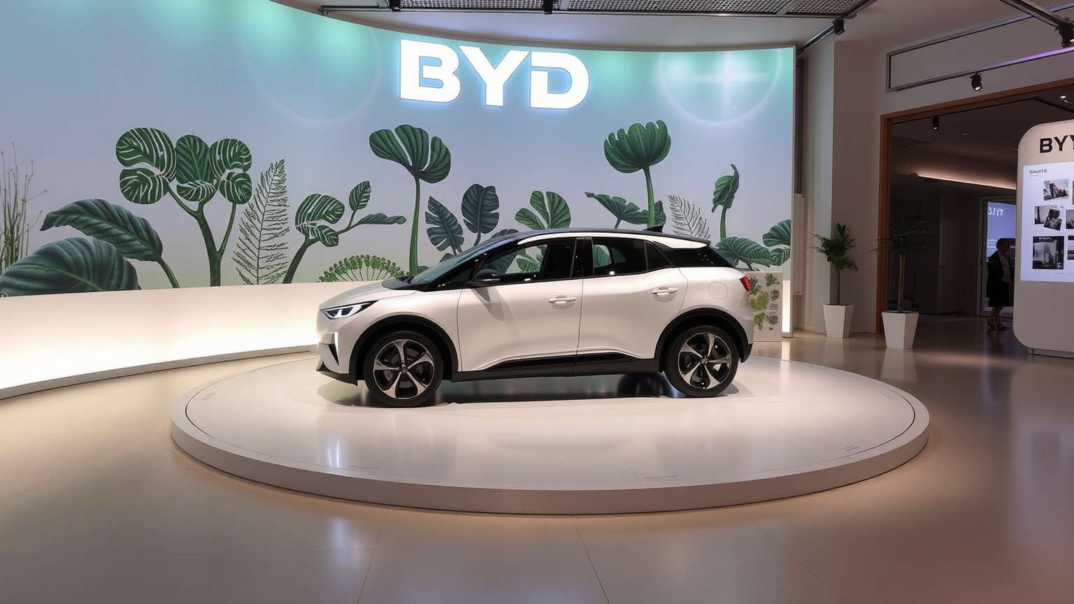 BYD-Ausstellungsraum mit neuem Solarfahrzeug