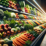 Nahaufnahme von frischem Obst und Gemüse in einem BayWa-Supermarkt