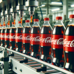 Produktionslinie mit Coca-Cola-Flaschen