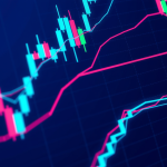 Finanzdiagramm mit Trendlinien und Kerzenmustern