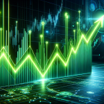 Aufwärts-Trend bei einem Aktiengraphen mit neon-grünem Leuchten