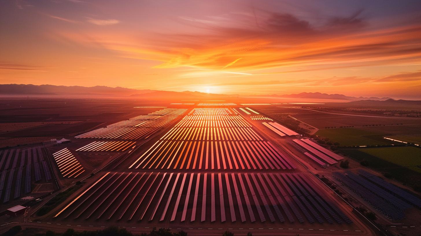 Sonnenuntergang über Solarpark