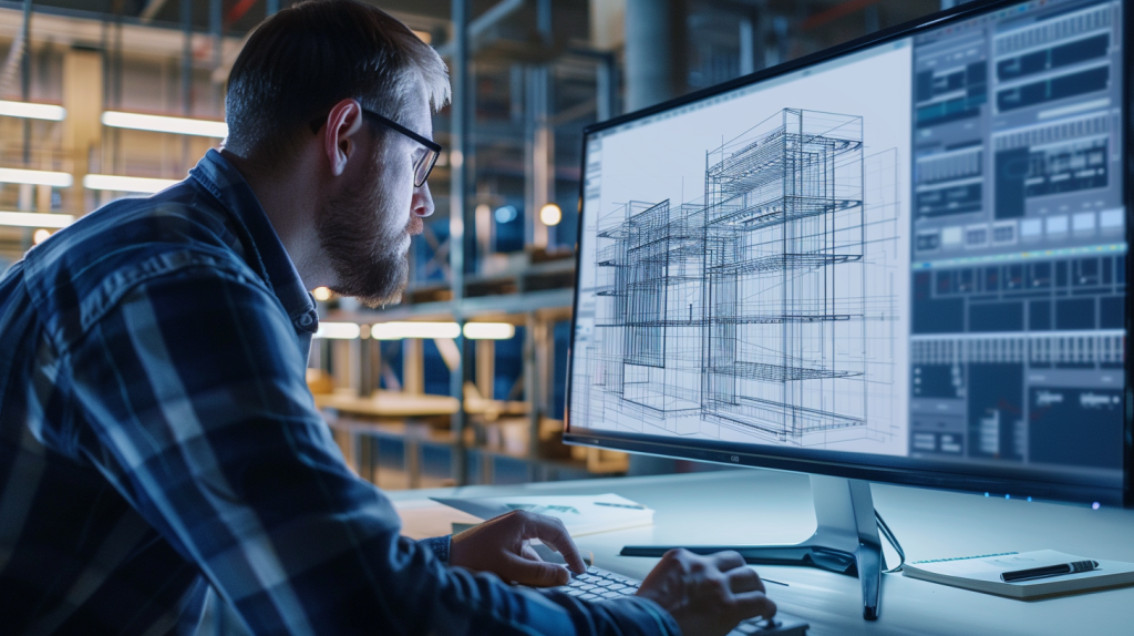 Architekt arbeitet an 3D-Modellen mit Mensch Und Maschine Software