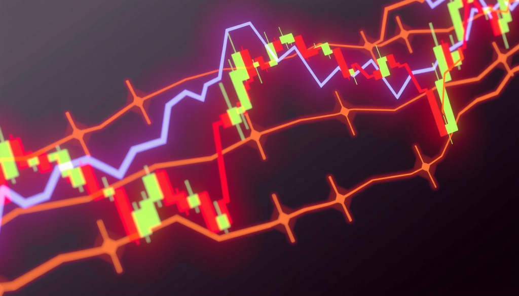 Abstrakte Darstellung von Börsenschwankungen in lebhaften Farben