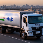 Moderner Nestle-LKW liefert frische Milch aus