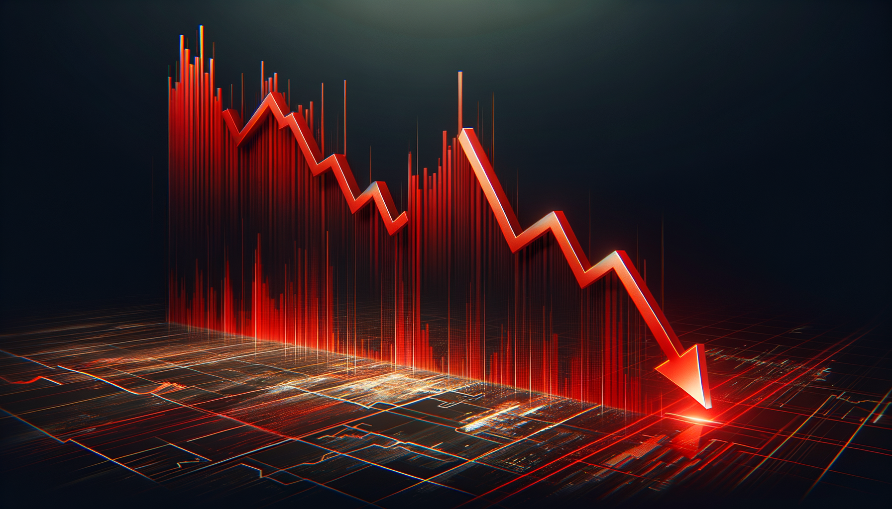 Roter Abwärtstrend auf dunklem Hintergrund