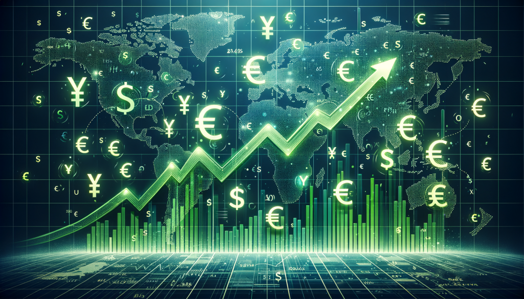 Diagramm mit grünen Linien und Währungssymbolen