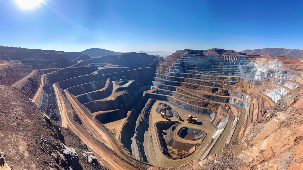 Eine Panoramaansicht von riesigen Tagebau