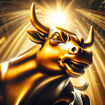 Goldener Bullenstatur im Spotlight